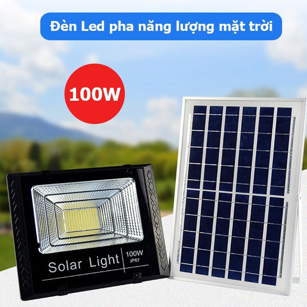 Đen pha năng lượng mặt trời 100W